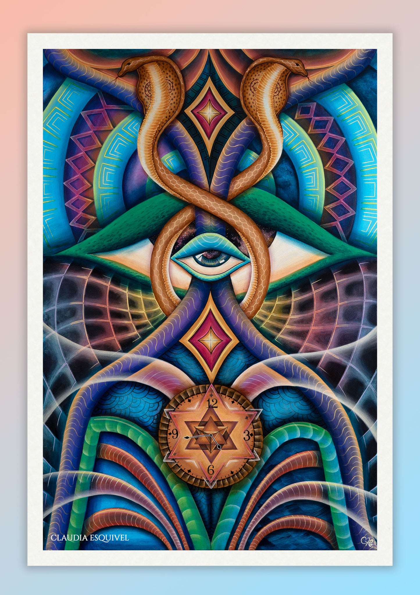 “444: Encoded in Golden Protection” – Limited Edition Giclée Print